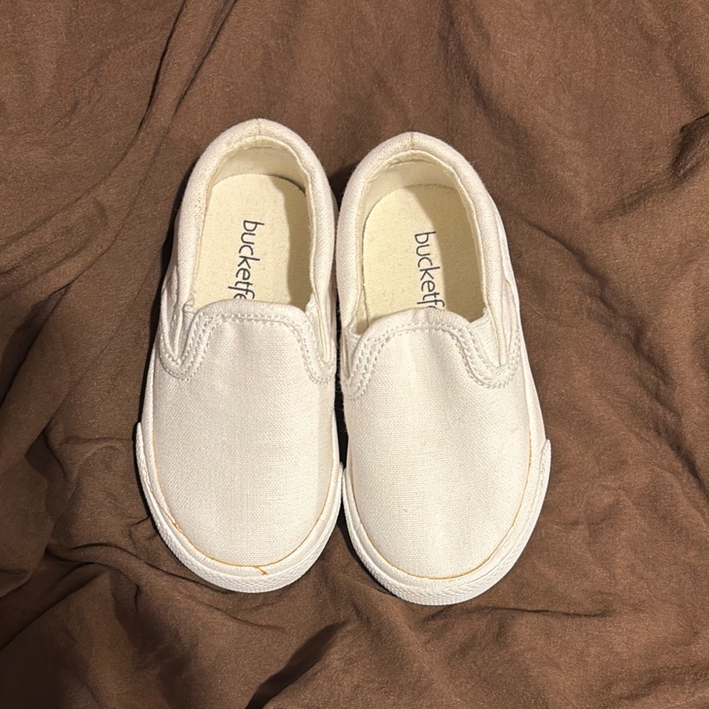 Bucket Feet White Canvas Sneakers Slip-On